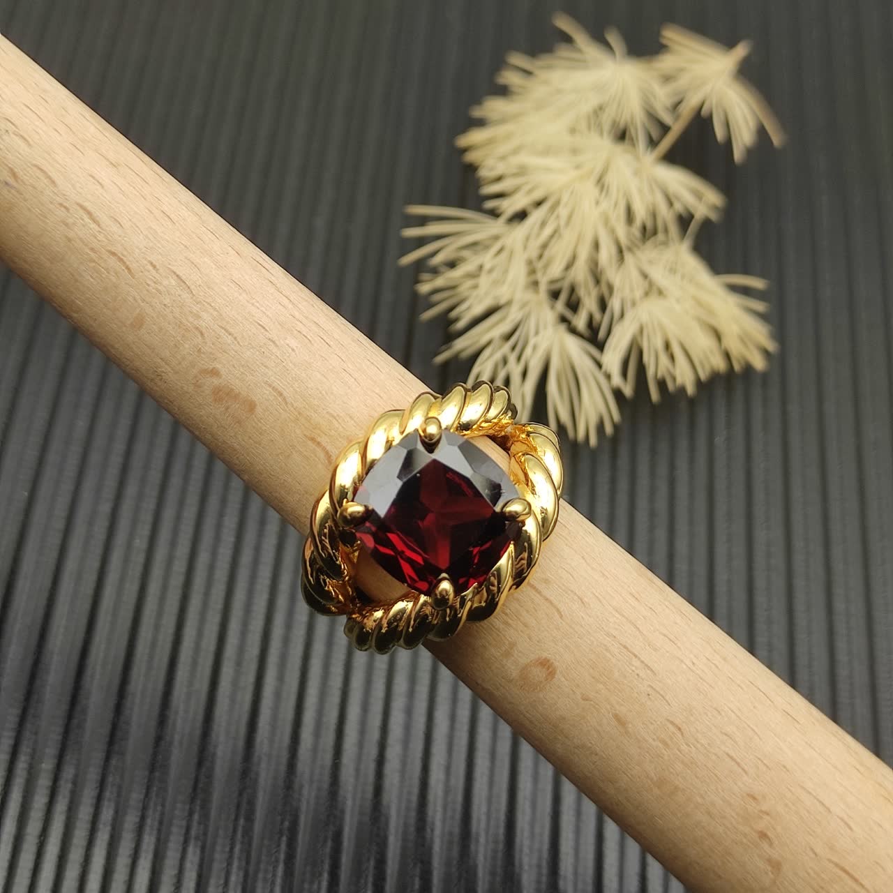 David Yurman Gold and Ruby Ring